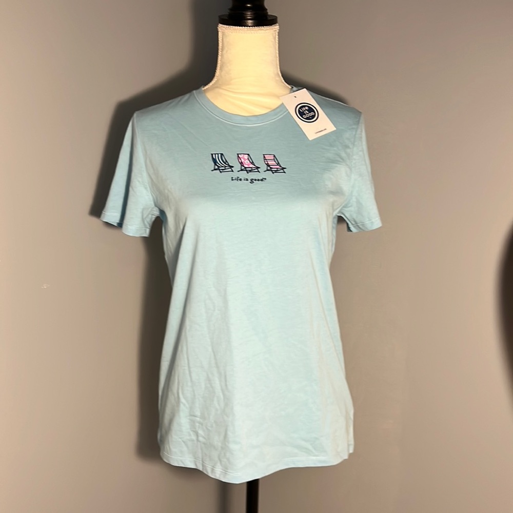 LIFE IS GOOD ladies tshirt size small light blue NWT